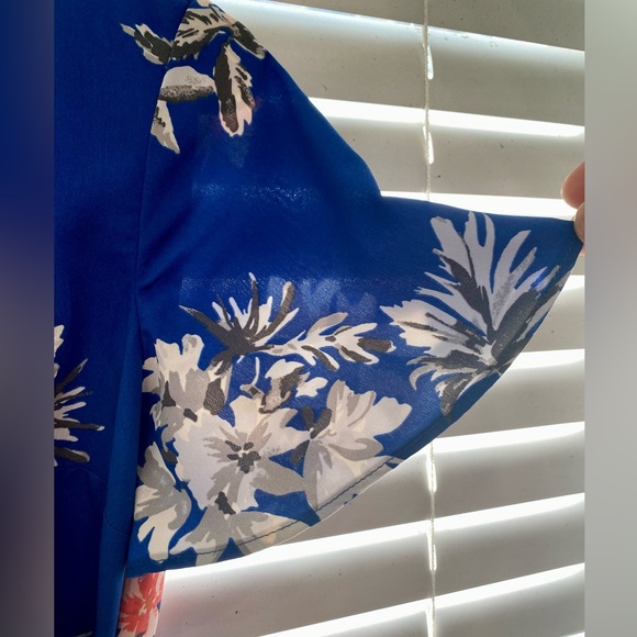 Banana Republic Blue Floral Print Flirty Wrap Midi Dress - Picture 4 of 9